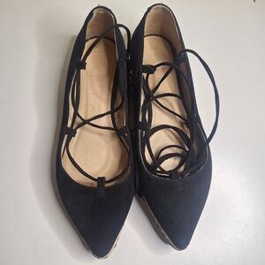 Helia made in Spain suede lace-up ballet style pointed to flats SZ 8